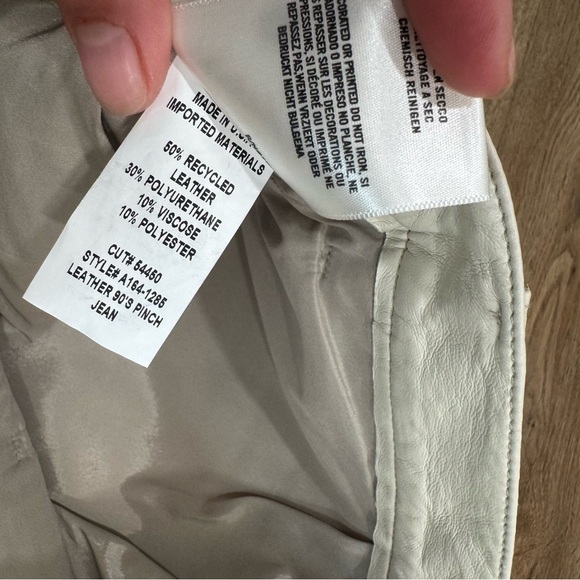 Agolde Recycled Leather 90's Pinch Waist Jeans Pants Light Beige Powder Sz 26 - Picture 9 of 9